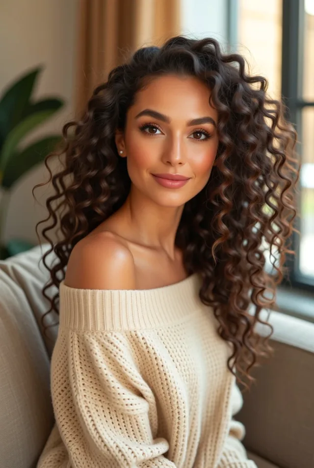 AI-generated companion, warm curly-hair portrait